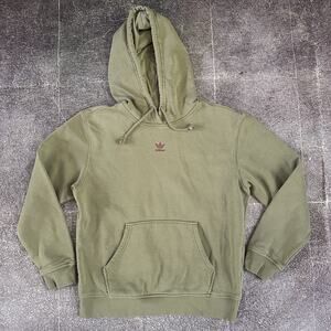 Women's Adidas Moss Army Green Mini Center Logo Hoodie Pullover Sweatshirt Sz M